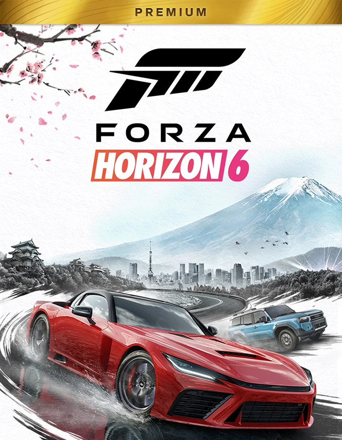 Forza Horizon 6 Premium Edition PC game Steam account showing game cover and digital interface on screen.